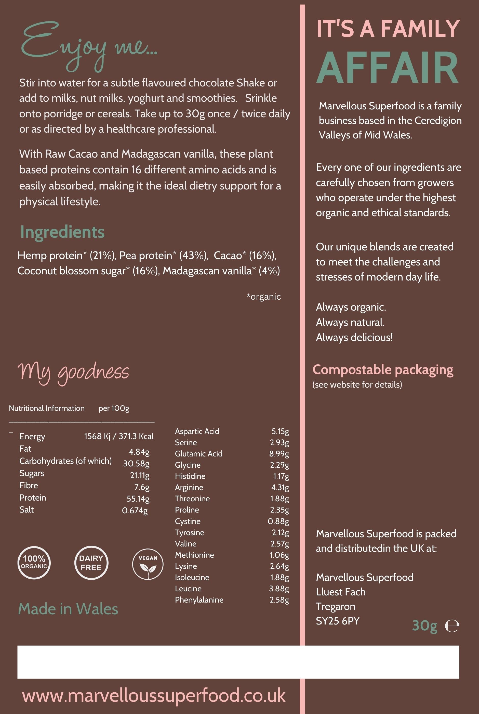Plant-Based Protein Powder with Cacao & Vanilla